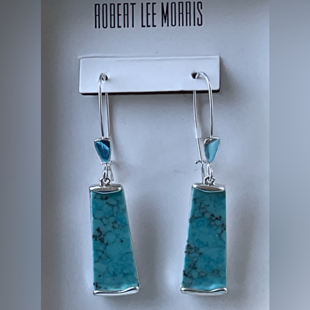 Robert Lee Morris Soho Turquoise & Silver Tone Dangle Earrings